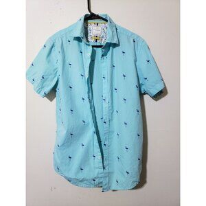 Denim & Flower short sleeve, ostrich print, 100% cotton, slim fit shirt, size S
